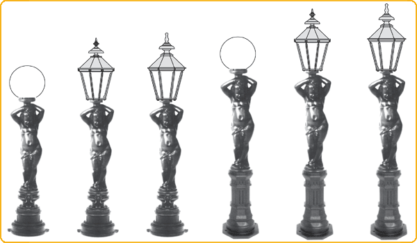 mittlere Standlaternen, Typen 26, 27A, 27, 26W, 27AW und 27