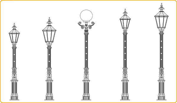 gro&szlig;e Standlaternen, Typen 30, 29, 33W, 30W und 29W