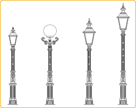 gro&szlig;e Standlaternen, Typen 32, 33, 31 und 31W