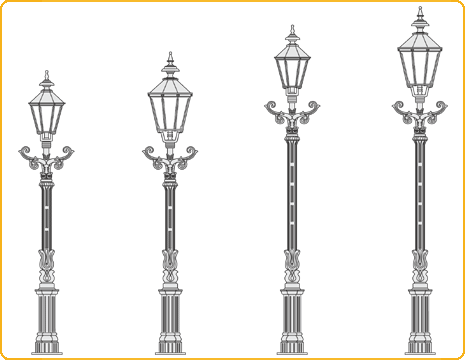 gro&szlig;e Standlaternen, Typen 35, 34, 35W und 34W
